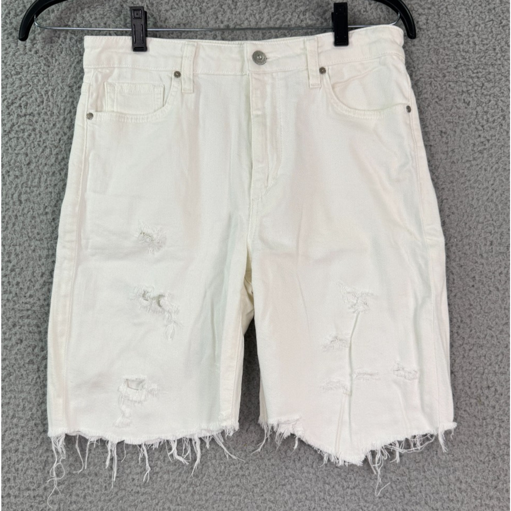 ZZ Joe’s Jeans White Distressed Denim Shorts Frayed Cutoff Size 29